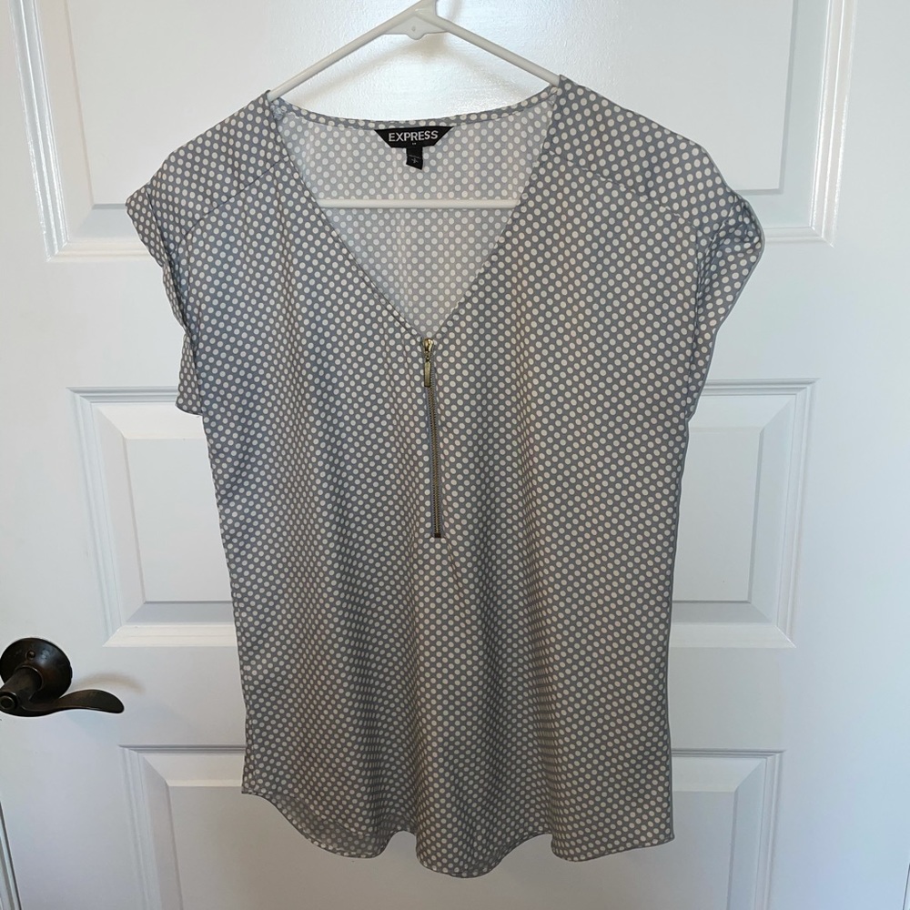 Express shirt blue polka dot